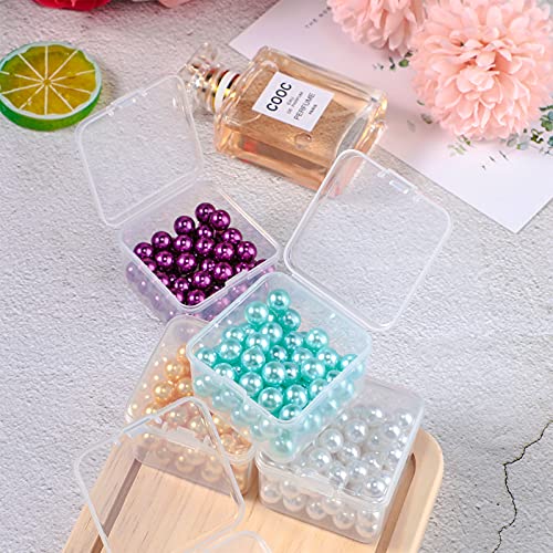 48 Packs Clear Small Plastic Containers Transparent Storage Box with Hinged Lid for Small Items Crafts Jewelry (2 x 2 x 1.4 Inches) - size: 2 x 2 x 1.4 in