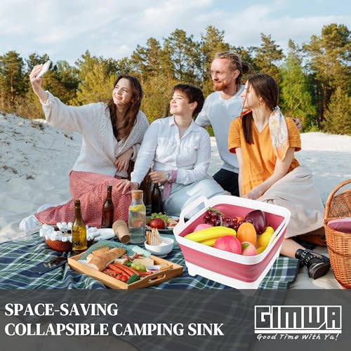 GIMWA Collapsible Wash Basin for Baby Bottles - 2.4 Gallons Portable Dish Basin for RV Camping Sink, Space-Saving Dish Tub For Bottle Washing (Viva Magenta) - color: Viva Magenta