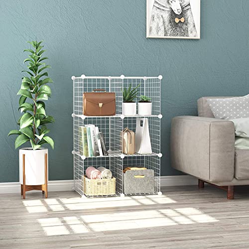 C&AHOME Wire Cube Storage, 6 - Cube Organizer Metal C Grids, Modular Shelves Units, Storage Bins Shelving, Closet Organizer, Ideal for Home, Office, Living Room, 36.6”L x 12.4”W x 36.6”H White - color: White, size: 6 Cube