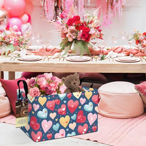 HUNRUNG Rectangle Storage Basket Cute Canvas Organizer Bin for Pet/Children Toys, Books, Clothes Perfect for Rooms/Playroom(REC-Colorful Heart) - color: REC-Colorful Heart