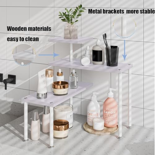 Countertop Organizer Organization 3 Tier Kitchen Corner Shelves Adjustable Spice Storage Rack for Bathroom Coffee Area Over Sink (Light Purple) - color: Light Purple