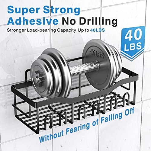 Shower Caddy 2 Pack,Adhesive Shower Organizer for Bathroom Storage&Home Decor&Kitchen organizers and storage,No Drilling,Large Capacity,Rustproof Stainless Steel Bathroom Organizer,Bathroom Decor Sets - color: Black-2pcs