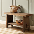 HOKYHOKY Solid Wood Entryway Bench - 31.5" Farmhouse Small Storage Bench, Rustic Narrow Bench Seat for Indoor, Entryway, Dining Room, Living Room and Hallway, Brown - size: 31.5"