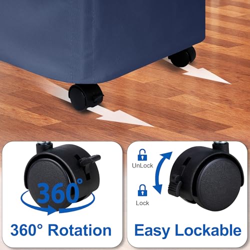 Vincona Slim Laundry Hamper with Lid and Wheels, Small Rolling Laundry Basket with Handle for Small Spaces, Tall Dirty Clothes Hampers for Dorm, Bathroom and Bedroom, 75L, Blue - color: Navy Blue, size: 75L
