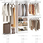 iSunirm 8FT Closet System with Shelves, 96'' Closet Organizer System with 3 Hanging Rods, Wall Mount Bedroom Wardrobe Walk-in Closet, Adjustable Cloth Garment Rack from 5 to 8FT (Cut to Fit), White - color: White