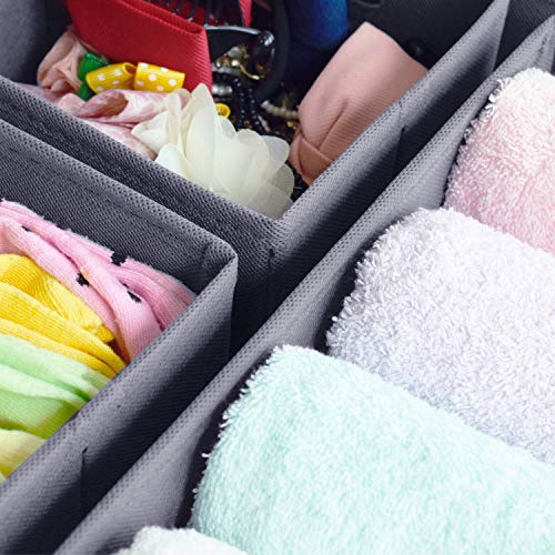 homyfort Dresser Drawer Organizer, Foldable Cloth Storage Box Closet Cube Basket Bins Containers Divider with Drawers for Underwear, Bras, Socks, Ties, Scarves, Set of 6, Grey - style: 6pack Solid Grey