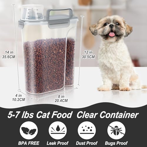 LEAWALK 5Lbs Airtight Cat Dog Food Storage Container with Upgraded Large Nozzle BPA-Free, Pet Food Storage Containers for Rice, Grain, Pet Food, Flour, Dog Treat Storage (Clear Grey, 5L-1pack) - color: Clear Grey, size: 5L-1pack