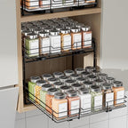 BOIVSHI 2-Tier Pull Out Spice Rack, Spice Rack Organizer, Pull Out Spice Racks for Inside Cabinets, Height Adjustable Heavy Duty Metal Basket for Inside Cabinet & Pantry (13.5''Wx10.5''Dx9.5''H) - size: 2 Tier,13.5''Wx10.5''Dx9.5''H