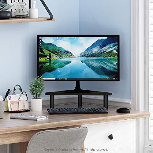 Furinno TURN-N-TUBE Monitor Stand Riser, 19.6" Wide Triangle Corner Monitor Riser, Laptop Stand for Desk, Office Desk Accessories, Desktop Organizers and Accessories, Toolless Assembly, For Study Room, Dorm, Espresso - color: Espresso/Black, size: 19.6"W
