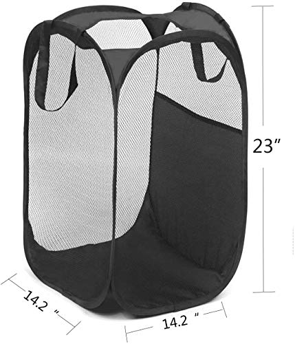 2 pop-up foldable mesh laundry baskets (each with 2 reinforced handles), black + blue… - color: Black + Blue
