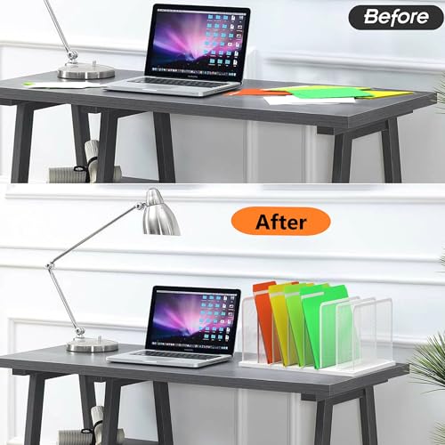 Kuntine.B Desk File Organizer Upright Mesh Desktop Organizer File Sorter Office Organization File Holder for Home, Office & Classroom (White, 1 Pack 7-Section) - color: White, size: 1 Pack 7-Section