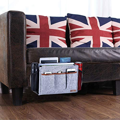 Zafit Bedside Caddy, Large Size Storage Organizer with 8 Pockets - Perfect for Magazine, Remotes, Phone (13.4'' x 18.1'', Light Grey) - color: Light Grey, size: 13.4'' x 18.1'' Large Size