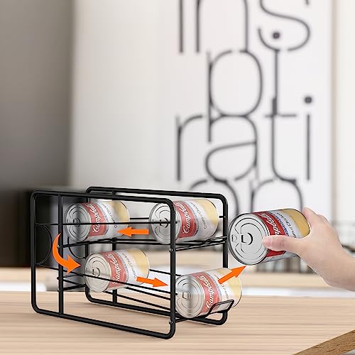 MOOACE Can Organizer for for Pantry, Stackable Soda Can Dispenser Canned Food Storage, Kitchen Cabinet Fridge Beverage Cans Holder, 4 Pack, Black - color: Black