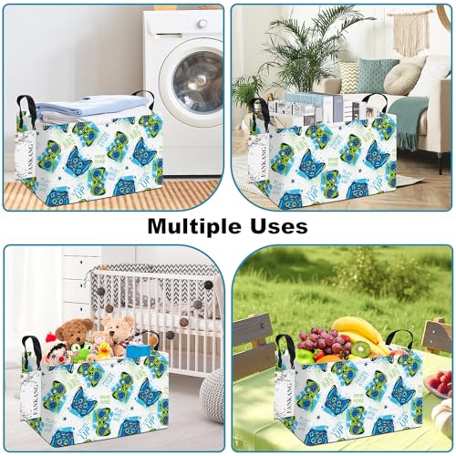 FANKANG Storage Bins,Nursery Hamper Canvas Laundry Basket Foldable with Waterproof PE Coating Storage Baskets for Boys and Girls, Office, Bedroom, Clothes,Toys(Rec-Game ） - color: Rec-Game