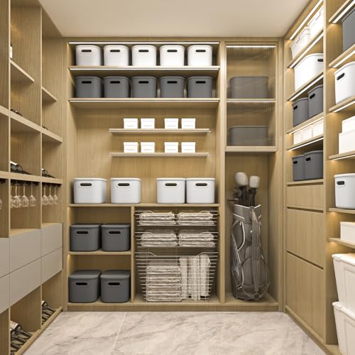 ORGIDOL 6 Pack Grey Storage Bins with Lids Stackable Storage Container for Organizing, Storage Boxes with Handle for Shelves, Cute Organizer Bins for Craft, Snacks, 9.85x6.9x5.7 inch - color: Dark Grey, size: 6 Pack