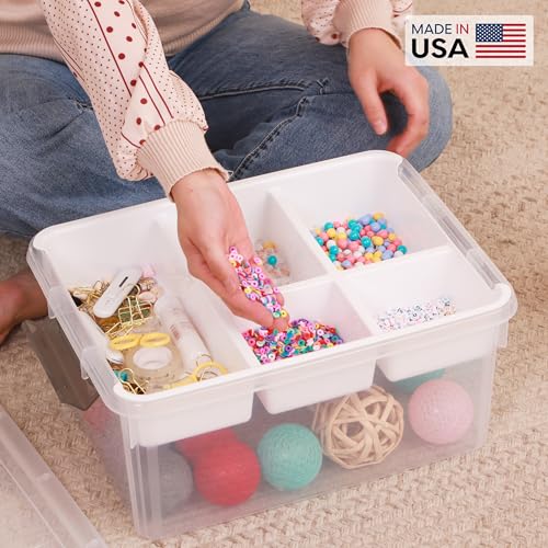 Citylife 17 QT Plastic Storage Box with Removable Tray Craft Organizers and Storage Clear Storage Container for Organizing Bead, Tool, Sewing, Playdoh - size: 17 Qt- 1 Pack