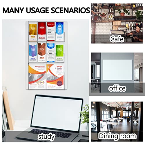 Weysat Acrylic Brochure Holder Wall Mount, Clear Plastic Pamphlet Holder Magazine Display Trifold Flyer Rack Hanging Literature Storage Organizer(2 Magazine Pockets, 8 Pamphlet Pockets) - size: 2 Magazine Pockets, 8 Pamphlet Pockets
