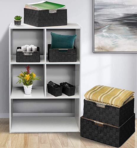 Sorbus Storage Baskets for Organizing (Set of 7), Mesh Hand-Woven Design, Linen Closet Organizers and Storage, Organizer Storage Baskets for Shelves, Variety Pack Organizers and Storage (Black) - color: 7 Piece - Black