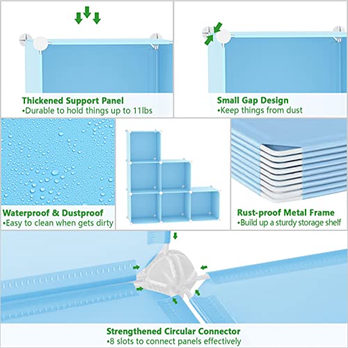 C&AHOME Cube Storage Organizer, 6-Cube Shelves Units, Closet Cabinet, DIY Plastic Modular Book Shelf, Ideal for Bedroom, Living Room, Office, 36.6" L x 12.4" W x 36.6" H Blue UPCS06L - color: Blue