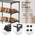 5-Tier Small Shoe Rack with Wheels, Slide-Out Metal Shoe Racks Storage, Anti-Rust Coating, Stackable Design - 16.9W for Entryway, Kitchen, Living Room & Office - Black