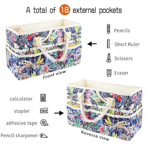 E-WEICHEN Craft Organizer Tote Bag Art Storage Caddy with Multiple Pockets Containers for Art,Craft,and Office Supplies Storage.Line Drawing - color: Line Drawing