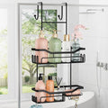 HapiRm Hanging Shower Caddy Over the Door with Soap Holder, No Drilling Adhesive Shower Organizer with 11 Hooks, Rustproof & Waterproof 304 Stainless Steel Bathroom Shelves - Black - color: A-Black