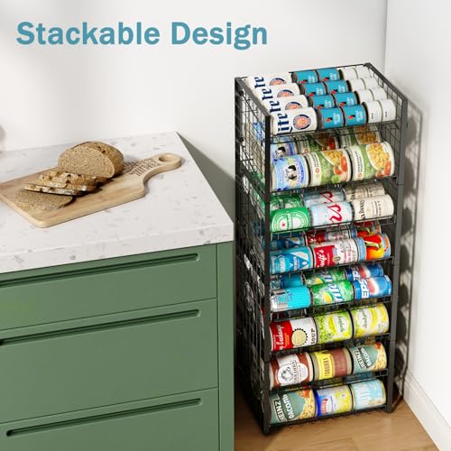 3-Pack Stackable Can Rack Organizer for Pantry, Adjustable Can Holder for Various Ounce of Cans up to 90, Rolling Can Dispenser for Canned Food Soup Goods Storage in Kitchen Cabniet, 2 Tier, Black - style: 2-Tier 3-Pack
