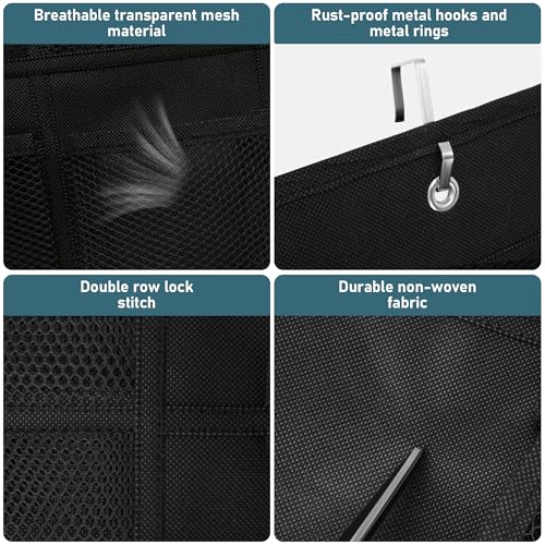 24 Large Pockets Upgraded Over the Door Shoe Organizer, Enhanced Hanging Solution Holder Closets, Shoe Cabinets for Everyone