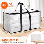 BlissTotes Clear Moving Bags Heavy Duty, 93L Extra Large Storage Bags with Zipper & Reinforced Handles, Waterproof PP Moving Totes for Clothes, Bedding, Comforters, Space Saving Storage (8 Pack) - size: 125L