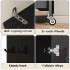 IRONCK Narrow Kitchen Pantry Storage Cabinet, 72" Slim Single Door with 6 Adjustable Shelves, Door Rack and Wheels, Space Saving Freestanding Storage Floor Cabinet for Small Place, Black