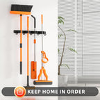 Broom Holder Wall Mount, Improved Non-slip Mop and Broom Holder Wall Mount, Heavy Duty Broom Hanger Organizer for Closet Laundry Garden Garage Storage (4 Racks 5 Hooks)