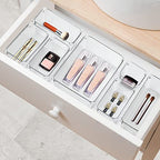 Ravinte 6 Pack Drawer Organizer - 6" X 9" Plastic Storage Bins, Acrylic Organizers with Non-Slip Pads Clear Desk Storage Tray for Makeup, Jewelries, Kitchen Utensils, Bathroom and Office - size: 6" x 9"