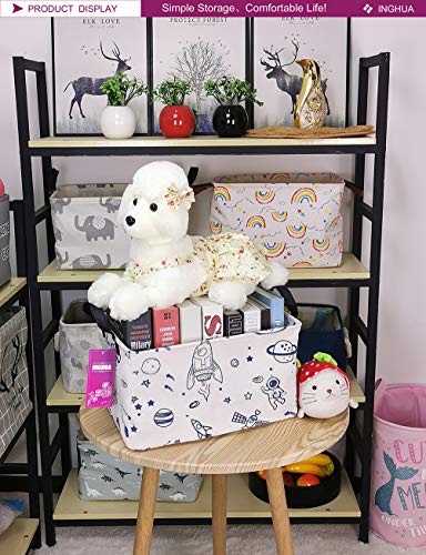 Rectangular Storage Basket Fabric Organizer Bin for Toys,Books,Clothes,Gifts,Pets-Perfect for Home,Office,Nursery,Dorm,Shelf(Rec Spaceships) - color: Rec Spaceships