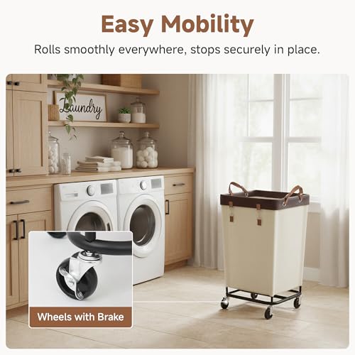 StorageWorks 160L Laundry Basket with Wheels, Large Rolling Hampers for Clothing Organizer, Dirty Clothes Basket for Hotel, Home, Closet, Dorm, Beige - color: Beige, size: 160L