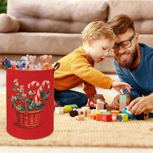 Holiday Botanical Illustration Laundry Basket Oxford Fabric 15.75 x 19.7 Inch Decorative Clothes Hamper Seasonal Storage for Bedroom Bathroom and Cozy Home Decor - color: Colorful589