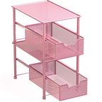 Simple Houseware Stackable Under Sink Cabinet Sliding Basket Organizer Drawer, Pink - color: Pink