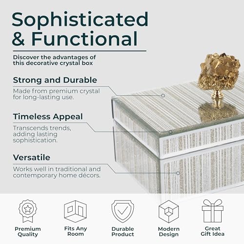 Decorative Storage Box for Home Decor – Modern Jewelry Box with Lid and Statement Handle for Living Room, Bathroom, or Office Display – Stylish Accent Organizer for Gifts or Keepsakes – 5" White