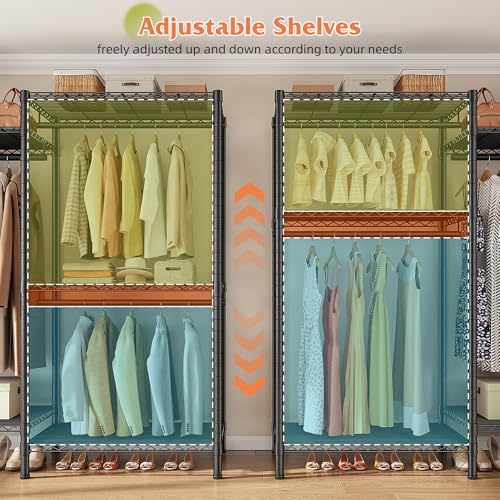 Raybee L Shaped Clothes Rack for Corner, Clothing Racks for Hanging Clothes, 900LBS Heavy Duty Clothes Rack Garment Rack 74.5" W X 18" D X 77" H, Black - color: Black, style: Large Clothes Rack