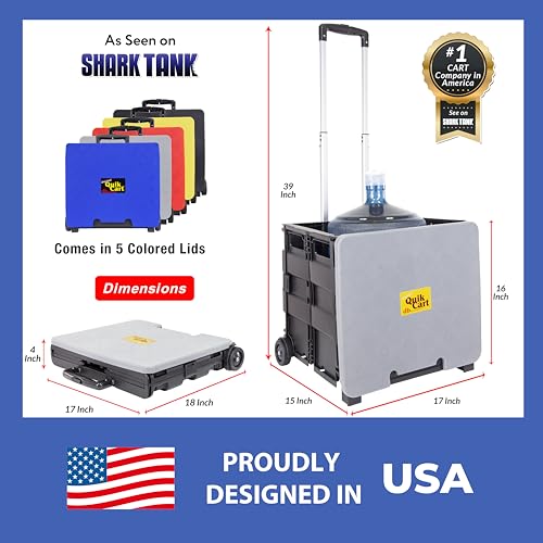 dbest products Quik Cart Collapsible Rolling Crate on Wheels for Teachers Tote Basket 80 lbs Capacity, Made from Heavy Duty Plastic and Used as a Seat, Grey - color: Gray, style: Standard