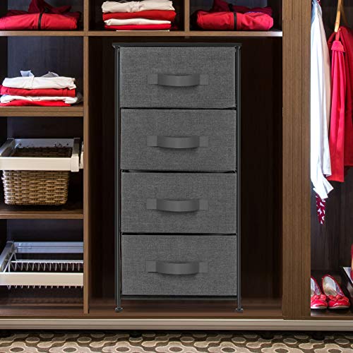 Sorbus Nightstand with 4 Drawers - Bedside Furniture & Night Stand End Table Dresser with Steel Frame, Wood Top, Easy Pull Fabric Bins for Home, Bedroom Accessories, Office & Dorm - color: Black, style: 4 Drawer