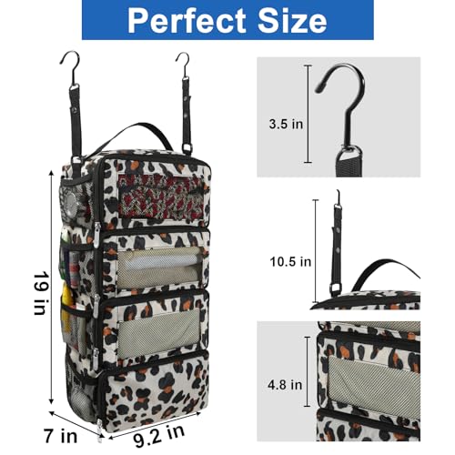 Olosar Suitcase Organizer, Travel Luggage Organizer Portable Hanging Travel Shelves Collapsible Hanging Packing Cubes for Carry on Suitcase - color: Leopard Print-S, size: Small