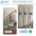 8 Pack Stainless Steel Mop Clips – Heavy Duty Wall Mounted Broom Holders, Rustproof & Tool-Free Install with Back Adhesive or Glue for Home and Garage - color: BLACK-8PCS