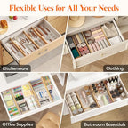 Lifewit 2.4" High 8 Pack Bamboo Drawer Dividers 45-55cm/17.5-22" Adjustable Wooden Drawer Organizer for Clothes/Utensils, Expandable Drawer Separator for Dresser/Kitchen/Bedroom/Office Organization - size: 2.4"H, 17.5-22"L