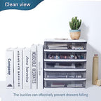 Charmewooden Plastic Drawers 5 Layer Desktop Storage, Small Organizer Box Storage Container Case, Desktop Organizer with Clear Drawers for Home, Office, Stationery, Jewelry and Cosmetics