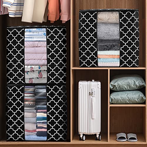 WISELIFE Storage Bags [3 Pack/100L] Large Blanket Clothes Organization and Storage Containers for Comforters,Bedding, Foldable Organizer with Reinforced Handle, Clear Window, Sturdy Zippers,Black - color: Black, size: 3 x 100L