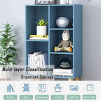 IOTXY Wooden Open Shelf Bookcase - 3-Tier Floor Standing Display Cabinet Rack with Legs, 5 Cubes Bookshelf, Bright Blue - color: Bright Blue, size: 50CM