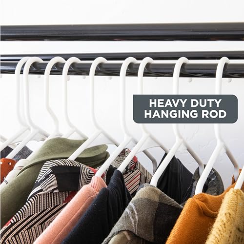 HOLDN’ STORAGE Portable Wardrobe Closet - 65 lb Large Capacity, Internal Heavy Duty Metal Rod, Zipper & Clear Window, Durable Clothes Organizer, Tool-Free Easy Assembly, Dark Gray Canvas Cover - color: Dark Gray, size: Large