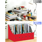 Limitliho 24 Pack Red Cardboard Magazine Holder, Sturdy Book Bins for Classroom Library, 10.6'' ×10.2'' ×3.5'' Inch Vertical File Folder Box - color: Red