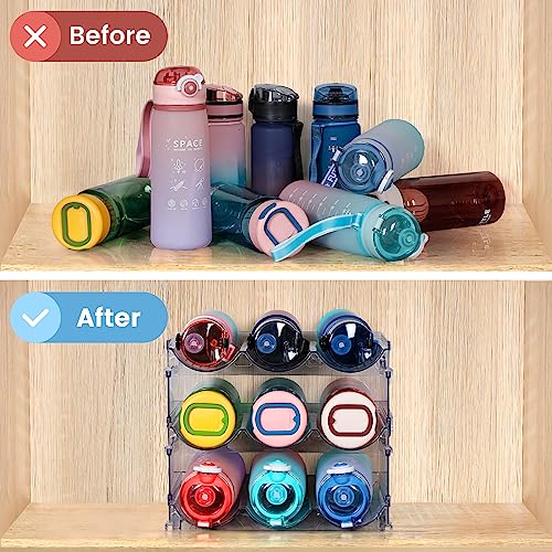 spospo Water Bottle Organizer for Cabinet, 3 Pack Water Bottle Organization and Storage Shelf, Plastic Water Bottle Holder Rack for Fridge, Kitchen, Desktop - size: 3 Pack