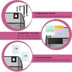 1 Pocket Mesh Wall File Holder Organizer Office Hanging File Folder Magazine Rack, Nametag Label Hooks Set Included (Black)